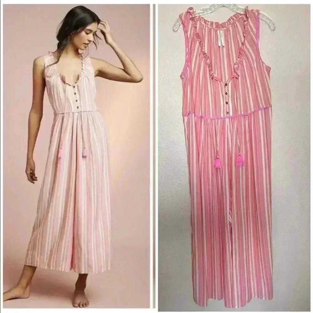 Anthropologie Striped Lounge Romper Size Large - Picture 1 of 7